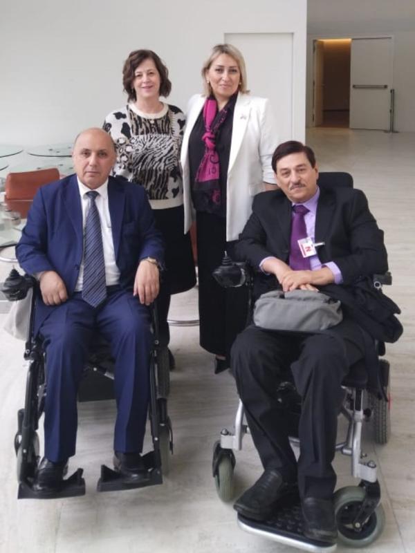 IDA President Dr. Nawaf Kabbara with representatives of Azerbaijani OPDs and Jahda Abou Khalil, Arab Organization of Persons with Disabilities (AOPD).