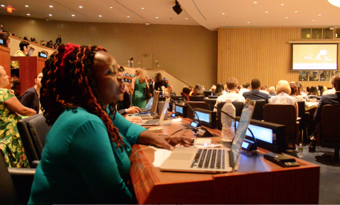 Sarah Kamau speaking at the Review of SDGs implementation: SDG 3