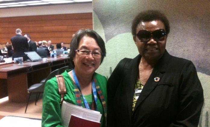 Nellie Caleb (Co-Chair, Pacific Disability Forum) and Ms. Victoria Tauli Corpuz the UN special rapporteur on the rights of Indigenous Peoples