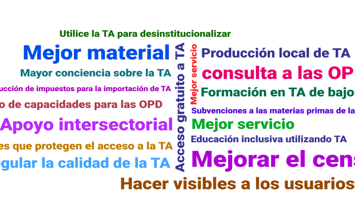 Word cloud of phrases related to Assistive Technology in Spanish