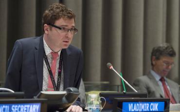 Vladimir Cuk, Executive Director of the International Disability Alliance, issues a statement at the opening of the High-level Segment of ECOSOC's 2015 session.
