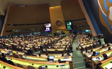 Above: The General Assembly hall at the Opening session of the COSP