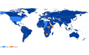 Map of the world, illustrating which countries have ratified the CRPD