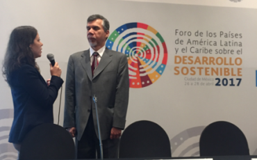 Dean Lermen being interviewed at the ECLAC meeting in Mexico, April 2017