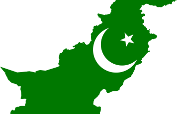 Map of Pakistan with its flag rendered over it