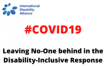 Image reads: COVID19: Leaving No-One behind in the Disability-Inclusive Response