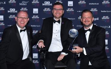 Accepting the award at the 2022 Sports Industry Awards - Craig Spence, Vladimir Cuk + Andrew Parsons