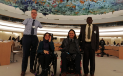 From left to right, Mr Stevenson, Ms Devandas, Ms Chavez and Mr Zhou in the room XX of Palais des Nations, where the Interactive Dialogue took place.
